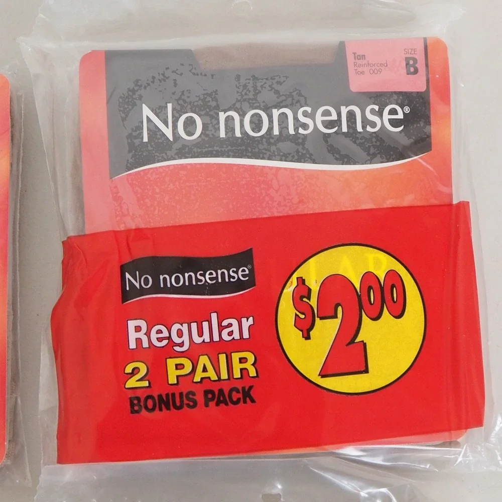 VTG New No Nonsense Regular Pantyhose Lot Size B Reinforced Toe 6 Pairs Various‎